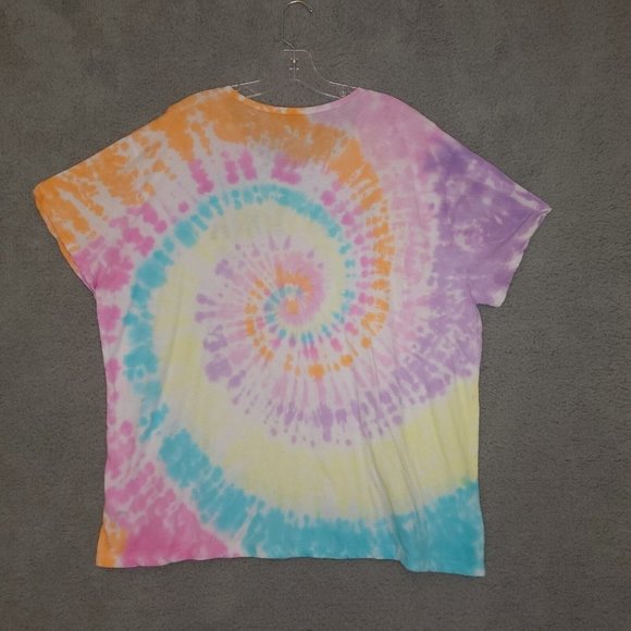 Cha Sor Womens‎ New York T-Shirt Multicolor Tie Dye Short Sleeve Scoop Plus 3X - Picture 2 of 9